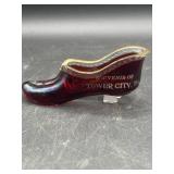 Antique 1900 Ruby Glass souvenirShoe, tower city