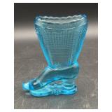Vintage Fenton Blue Small Glass Boot Matchstick