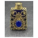 Czech BOHEMIAN Decorative Blue Glass Perfume