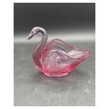 Fenton Art Glass Swan Pink Cranberry Rose Ring