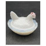Vintage Westmoreland Signed Mini Milkglass Hen on