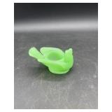 Vintage Jadeite DEGENHART Glass Bird w Berry Open