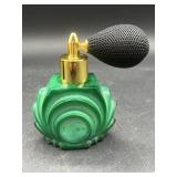 Vintage Czech Art Deco Green Malachite Glass