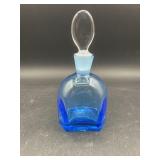 Vintage MCM Hand Blown Glass Two Tone Blue
