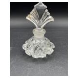 Art Deco Style Glass Perfume Bottle 4 3/8" H