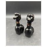 ??VTG Black Redware Long Neck FRENCH POODLES DOGS
