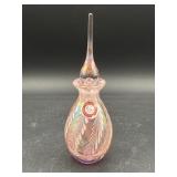 Vintage Pink Iridescent Glass Perfume Bottle With