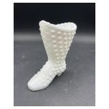Fenton Hobnail Milk Glass Lace Up Boot Shoe