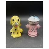 Vintage Ceramic Dalmatian And Fire Hydrant Salt &