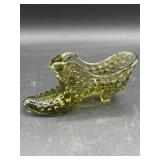 Vintage Fenton Art Glass Olive Green Hobnail Cat