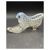 Fenton Opalescent Glass Cat Head Slipper Shoe