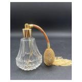 Vintage Cut Glass Perfume Bottle with Gold