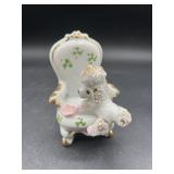 Vintage Puppy Poodle On Chair Figurine Japan