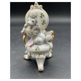 Vintage Puppy Poodle On Chair Figurine Japan