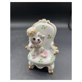 Vintage Puppy Poodle On Chair Figurine Japan