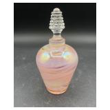 Vintage  Perfume Bottle With Stopper Pink Swirl