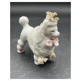 Porcelain Poodle with Pink Flowers Gold Head