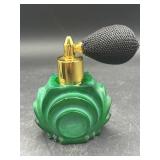 Vintage Czech Art Deco Green Malachite Glass