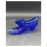 Vintage Fenton Glass Shoe Slipper  Boot Cobalt