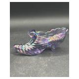 Fenton Cat Head Slipper Shoe Art Glass Iridescent