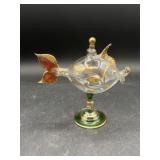 Vintage Blown Glass Fish Shape Perfume Bottle