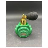 Vintage Czech Art Deco Green Malachite Glass