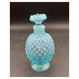 Fenton Blue Opalescent Hobnail Perfume Bottle