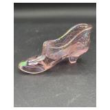 Vintage Fenton Pink Cabbage Rose Slipper Glass