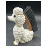 Vintage ceramic Poodle dog shoe brush made in