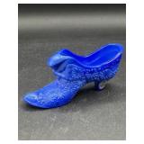 Vintage Fenton Cobalt Blue and White Hobnail Slag