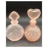 Vintage frosted pink perfume bottles