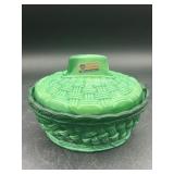 Bohemian Czech Malachite Jade Glass Art Decor