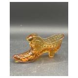 Vintage FENTON Art Glass Amber Hobnail Shoe