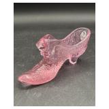 Fenton  Pink Dusty Rose Glass Shoe Slipperwith