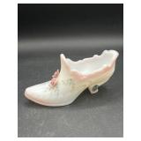 Fenton Satin White Rose and Swan SlipperWith