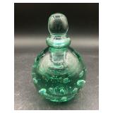 MMA Blown Green Glass Perfume Bottle With Stopper