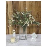 Beautiful Large Glass Rectangular Vase with Silk