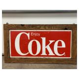 Vintage Enjoy COKE metal sign 26x14