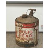 Vintage Wolfs Head 5 gallon Can