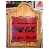 Coca-Cola wooden art, handing sign 19.5x27