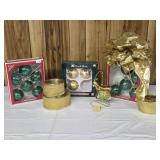 Christmas Decor.  Vintage Glass Ornaments, Green
