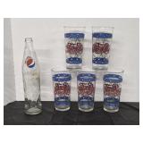 Vintage Pepsi Glasses, set of 5 and Vintage Pepsi