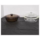 Two Vintage Bowls with lids, Anchor Hocking,