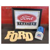 Ford picture, wood letters that spell Ford &