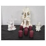 Candles and Angels.  Large Ceramic Candle Molded