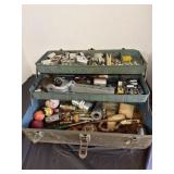 Vintage Metal Box with Contents