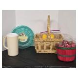 Large Basket with Faux Lemons, Smaller Apple