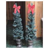 Two Christmas Trees, 4ft. Prelims. Heavy bases.