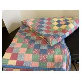 Machine Stitched Multicolored Blue, Mauve, Green