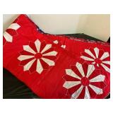 Red Pinwheel Machine Stitched Full/Queen Quilt